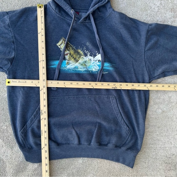 Navy Blue Bass Fish Graphic Hoodie - Picture 6 of 7